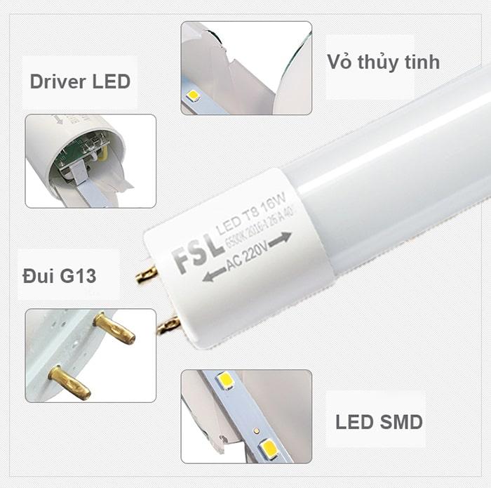 Bộ 5 bóng tuýp Led 1m2 22W FSL Chất lượng cao - Điện Việt