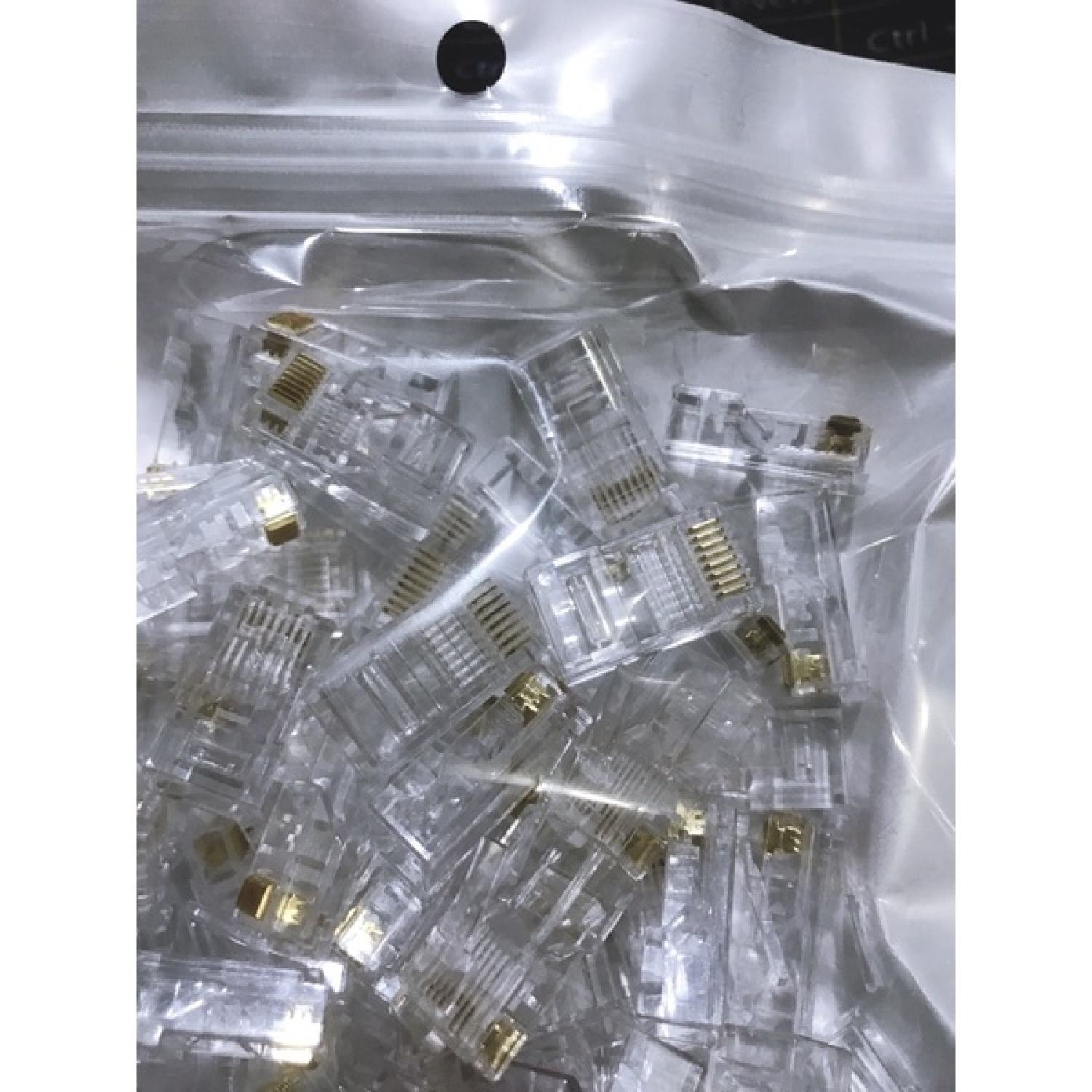 Hạt bấm dây mạng rj45 chân đồng golden japan cat 5 túi 100 hạt chính hãng