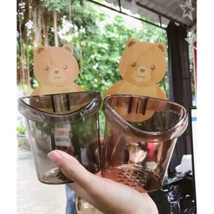 Cốc Đa Năng Dán Tường Nhà Tắm Hình Con Gấu Dễ Thương có lỗ thoát nước nhựa việt nhật