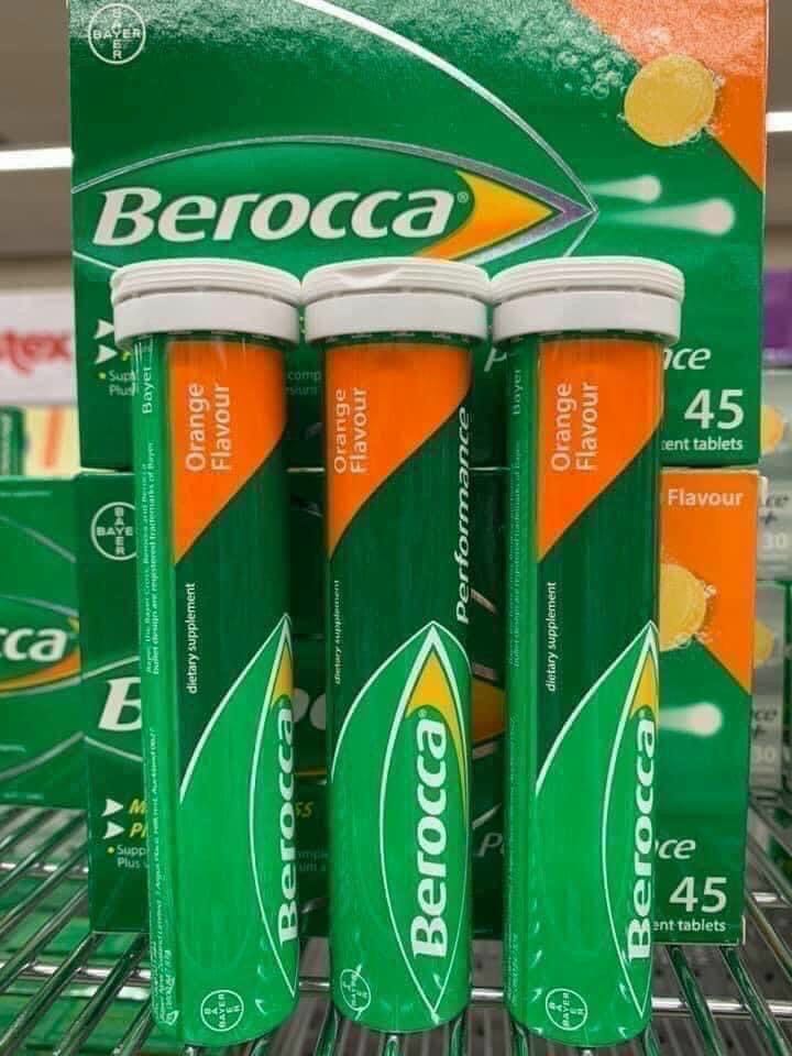 Viên C sủi Berocca - hộp 45 viên vị Dâu/cam