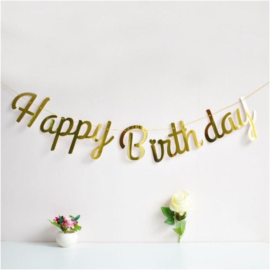 Dây chữ Happy Birthday Giấy Ép Kim