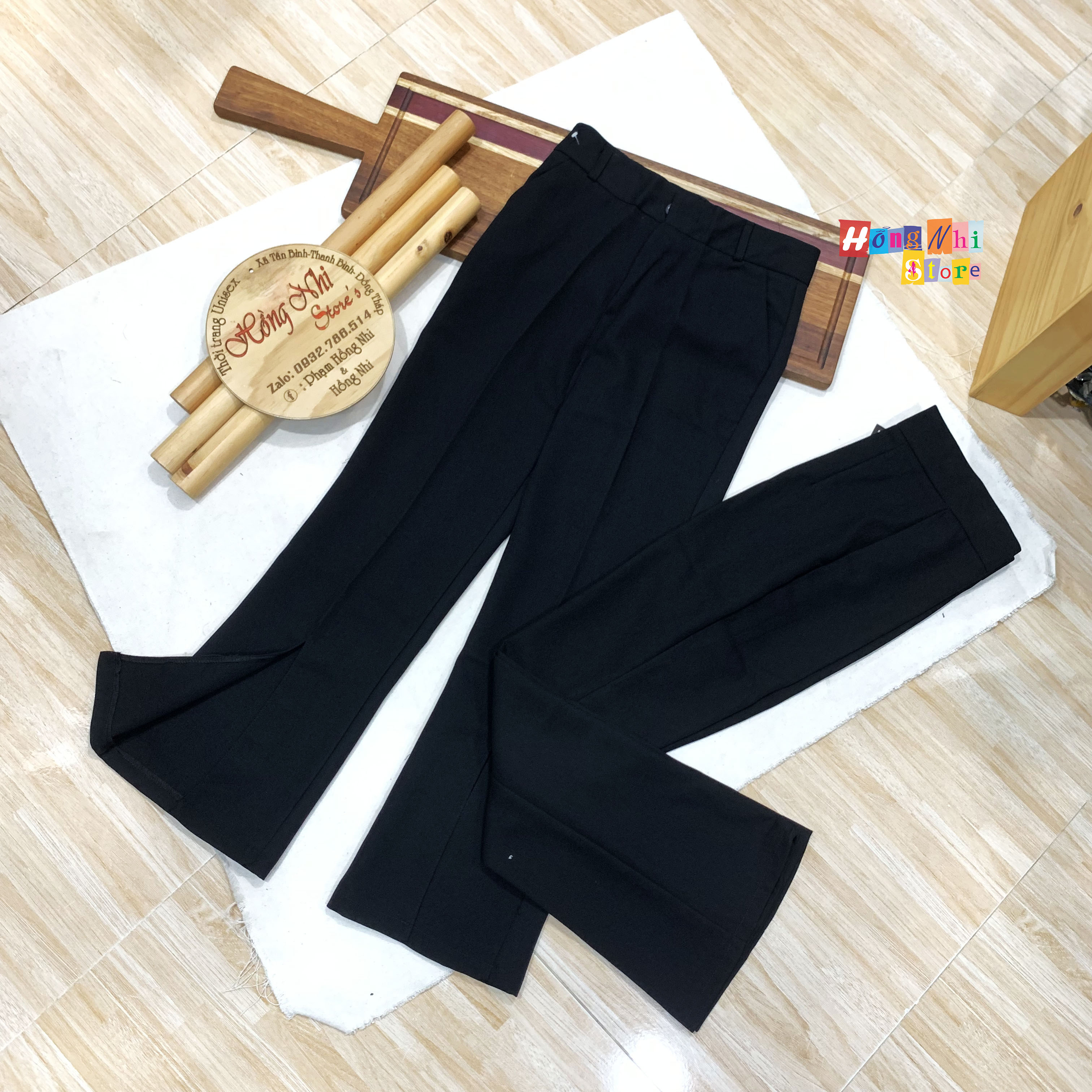 Quần Tây Ống Loe Xẻ Lai Cắt Gấu Cạp Cao Ulzzang, Quần Công Sở Ống Pass - MX