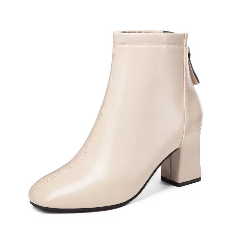 Bốt nữ da lì cổ thấp, ôm chân, chất mềm xịn. boot nữ da mềm tôn dáng 7cm.