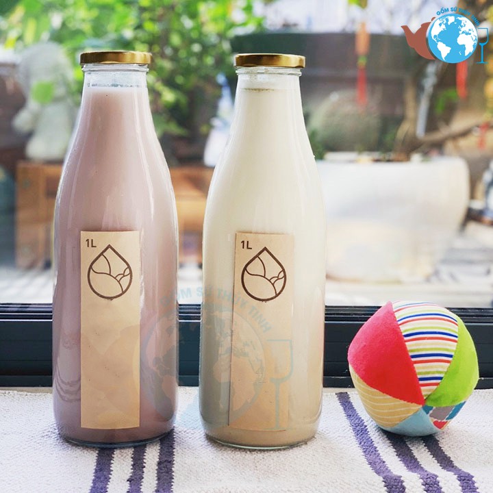 [HCM]CHAI THỦY TINH ĐỰNG SỮA NẮP THIẾC 1000ML