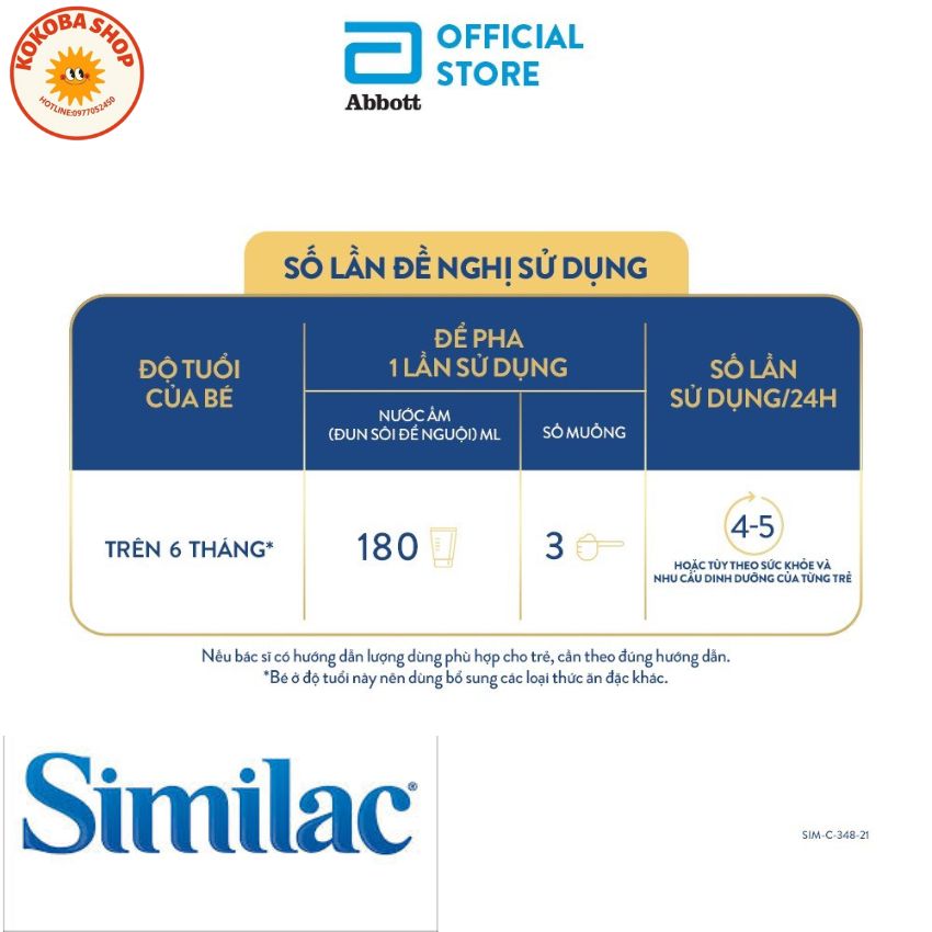 Sữa Bột Similac 900g  Cho Trẻ Từ 0-6 Tháng Tuổi .