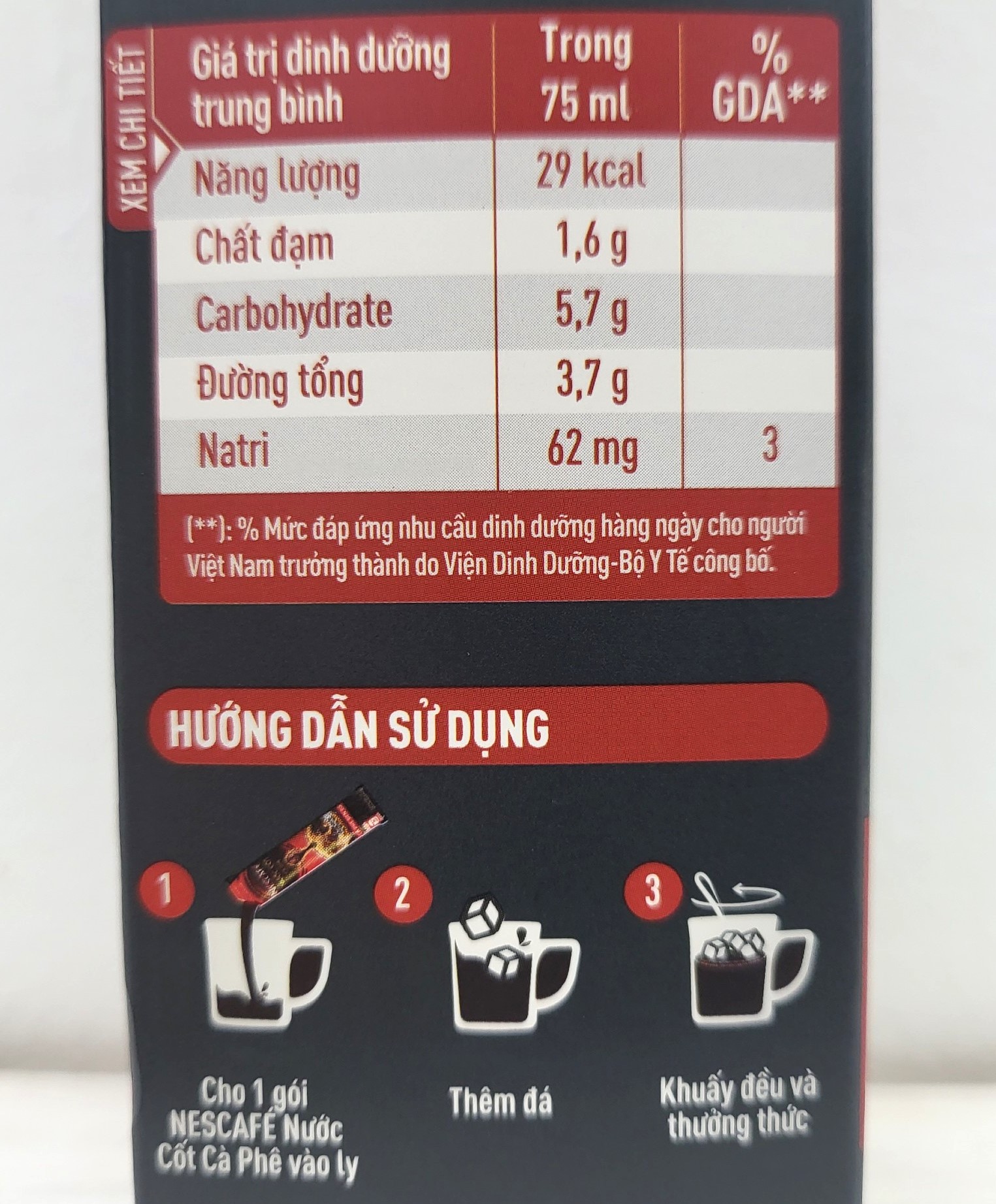 NESCAFE (hộp ĐEN 375ml / 5 gói) NƯỚC CỐT CÀ PHÊ ĐEN NESTLE Coffee