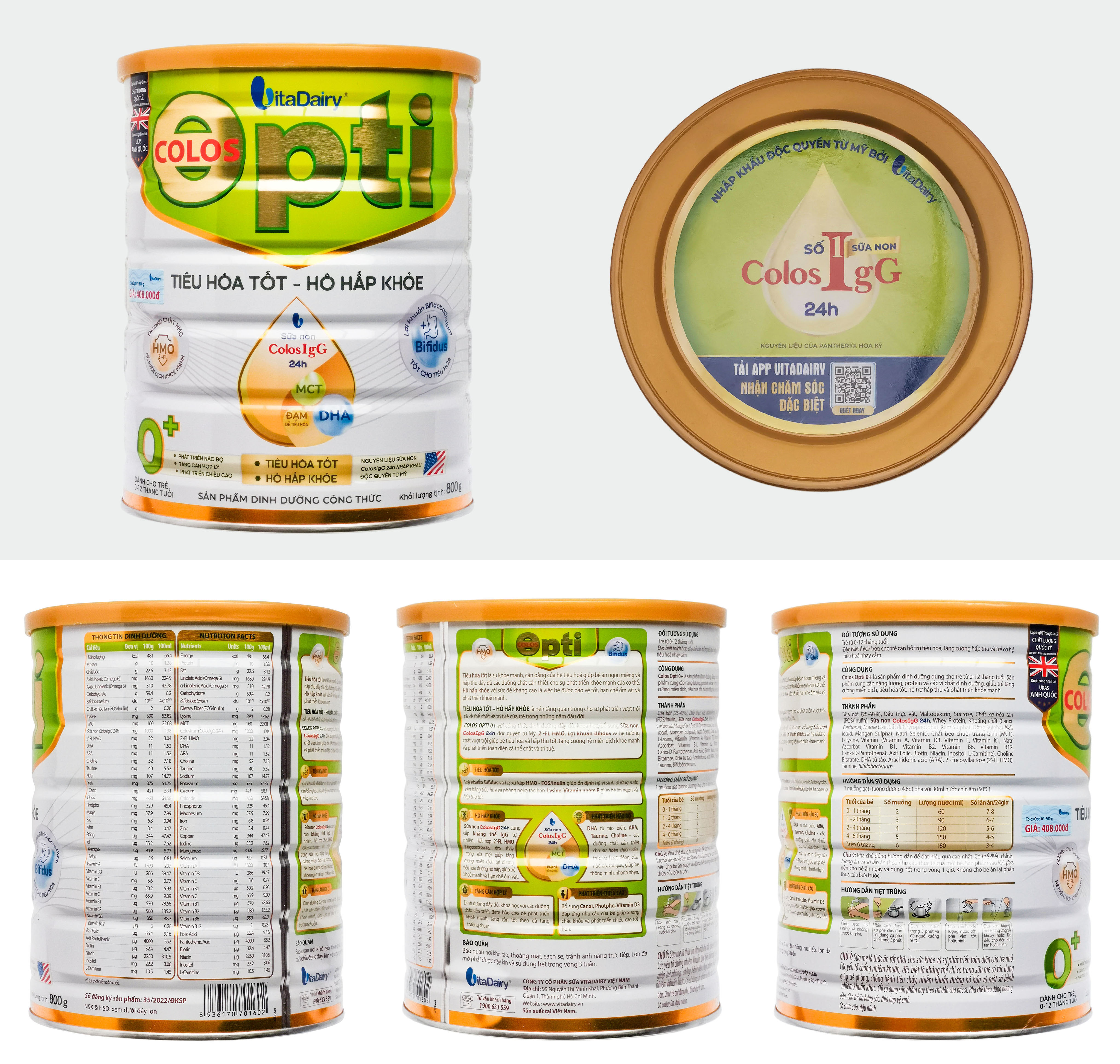 COMBO 2 HỘP SỮA BỘT COLOS OPTI 0/1+ 800G