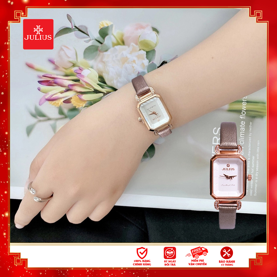Đồng Hồ Nữ JA-951F Julius Hàn Quốc Dây Da (Xám)