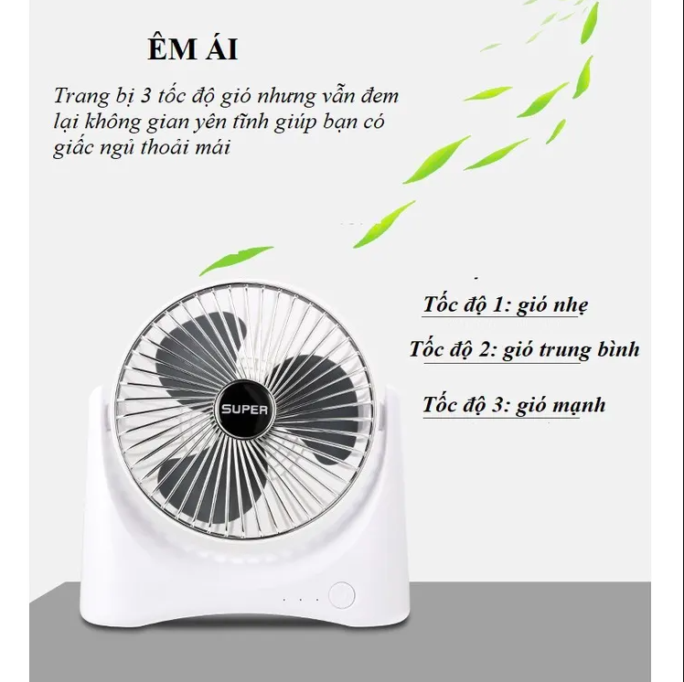 Quạt điện mini cầm tay, Quạt tích điện để bàn mini Super Fan cso 3 tốc độ gió, quạt tích điện loại tốt sạc usb, Quạt sạc tích điện mini, Quạt mini sạc điện, Quạt để bàn mini, Quạt tích điện pin trâu