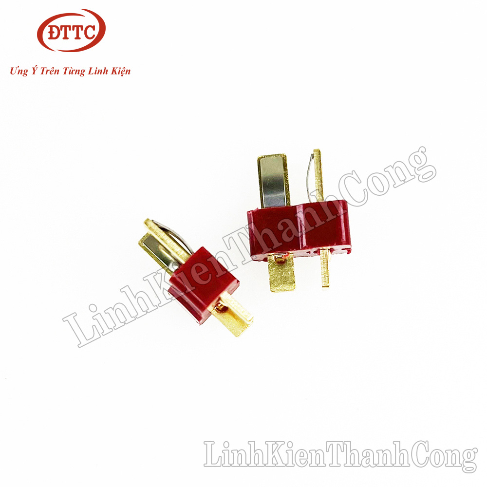 Jack Cắm DC Chữ T Đực Màu Đỏ Mạ Vàng