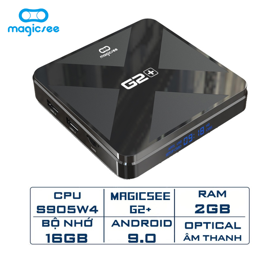 Android Tivi Box Magicsee G2+ - Android 9.0 - Ram 2GB, Rom 16GB, Amlogic S905W4