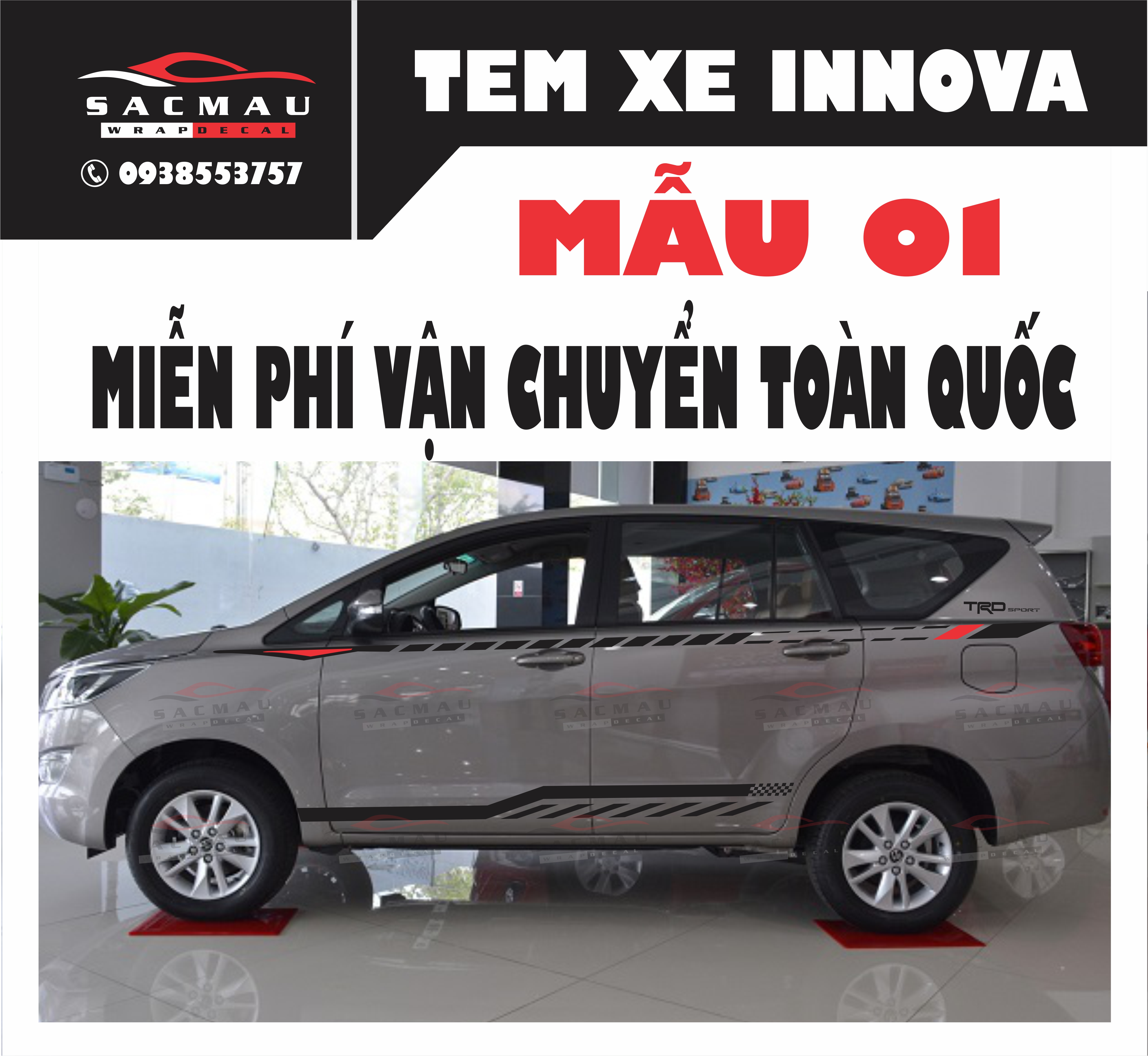 Tem dán xe Innova mẫu mới nhất