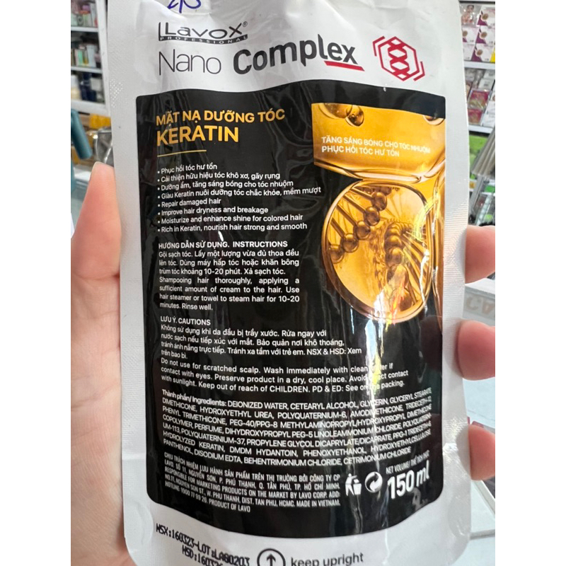 Hấp Dầu Keratin Phục Hồi Tóc Dạng Túi Lavox Nano Complex 150ml