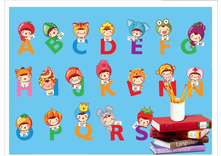 Decal dán tường chữ cái 26 chữ
