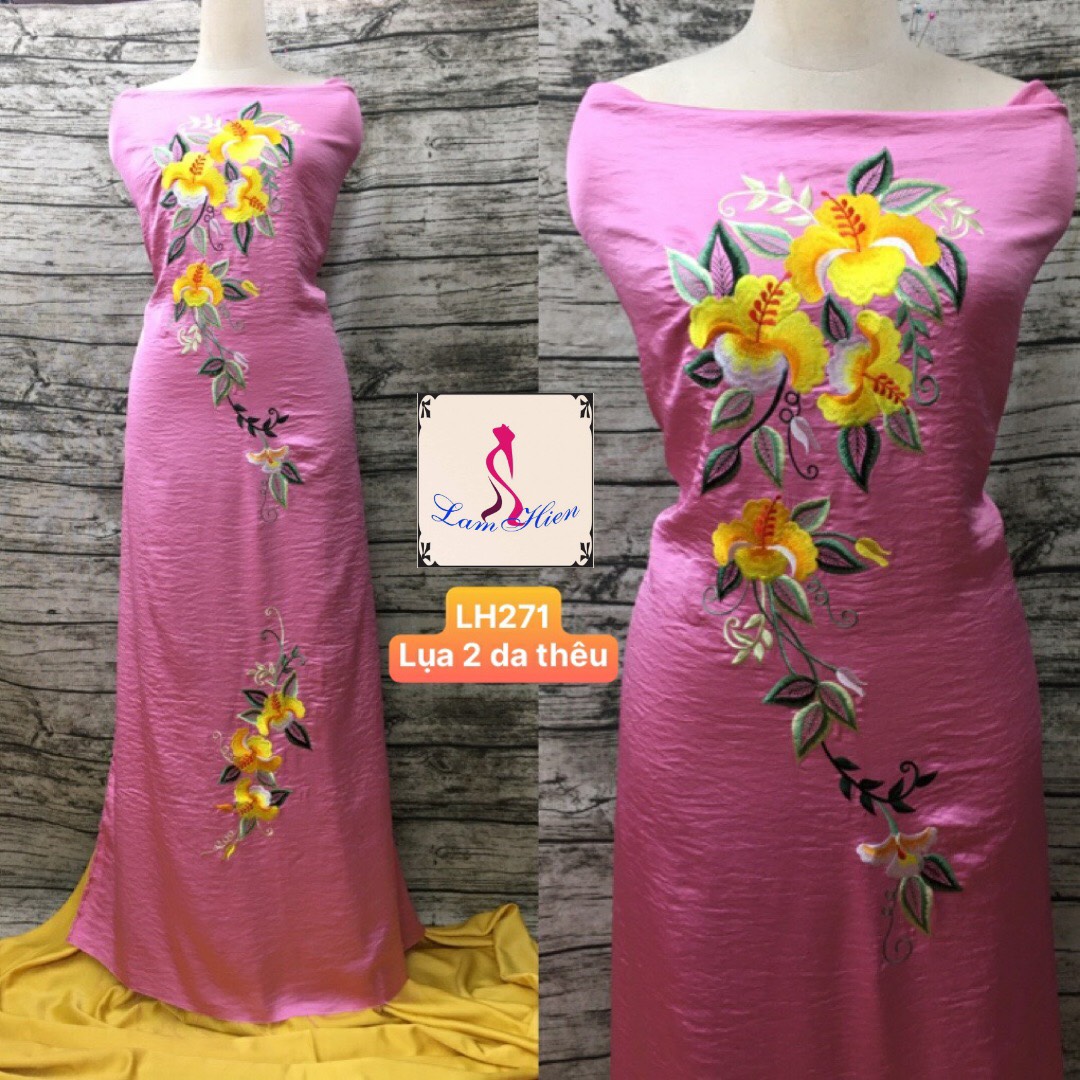 Vải áo dài lụa đẹp bông thêu LH271