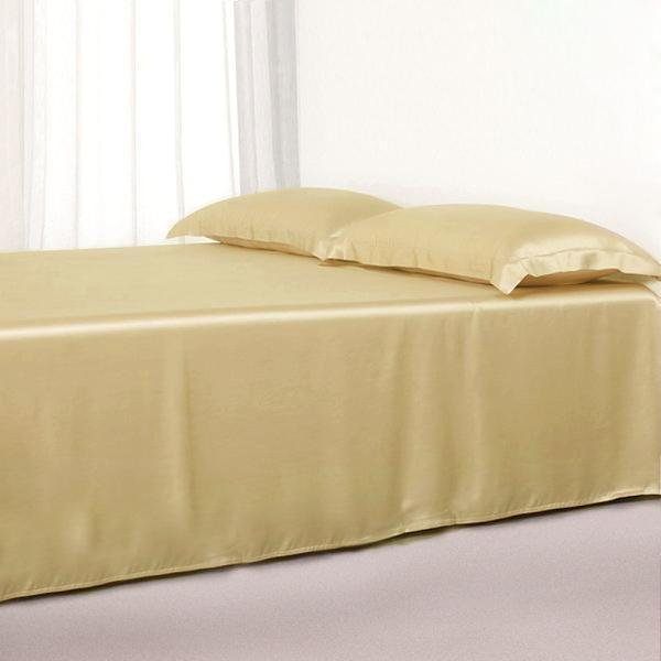BỘ GA GIƯỜNG DRAP GỐI PHI LỤA MÀU VÀNG KEM CAO CẤP LAN BEDDING