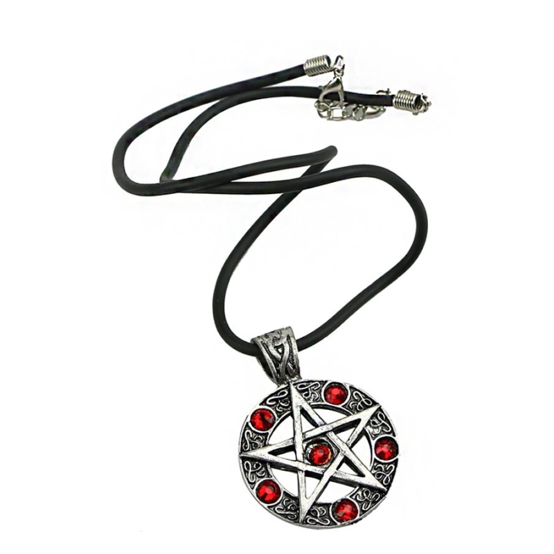 1 cái Đảo Ngược Ngôi sao năm cánh Pentagram Ngôi Sao Thiếc Mặt Dây Chuyền Thời Trang Cosplay Cổ Mới (Màu Đỏ)-quốc tế