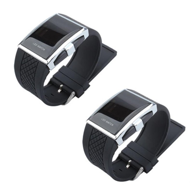 2 cái Phong Cách Nóng Bỏng LED Đồng Hồ Đeo Tay Nam của Cậu Bé \ của Quà Tặng (Đen)-quốc tế bán chạy