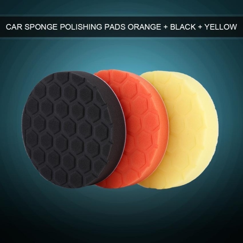 3 cái 7 inch (180 mét) mút Đánh Bóng Đệm Phồng Sáp Miếng Lót Bộ cho Xe Máy Đánh Bóng (Cam Đen Vàng)-quốc tế