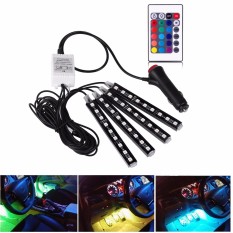VND 189.000. 4Pcs 12V Car RGB LED DRL Strip Light 5050SMD Car Auto Remote ...