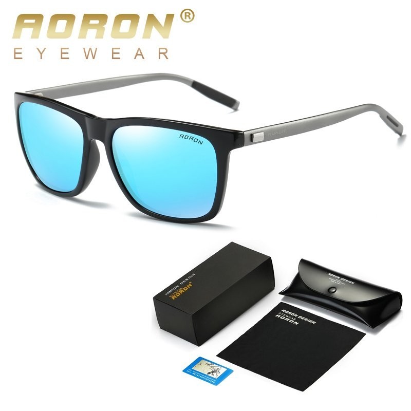 Giá bán AORON Mens Polarized Sunglasses Classic Brand Designer Goggles Defending Coating Lens Womens Fashion Leisure Shades Glasses (Black Blue) - intl