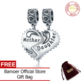 BAMOER 100% 925 Sterling Silver Mother and Daughter Love Forever Pendant Charms fit Bracelets Necklace Jewelry Making SCC427