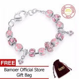 BAMOER 2015 NEW Autumn Collection 925 Silver Charm Bracelet for Women With Pink Crystal Murano Glass Beads PA1400 - intl