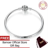 BAMOER Free Shpping 925 Sterling Silver 17CM 19CM 21CM Engrave Snowflake Clasp Unique as you are Snake Chain Bracelet & Bangle DIY Jewelry PAS915