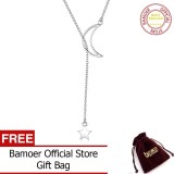 BAMOER Free Shpping Fashion 925 Sterling Silver Moon and Star Tales Chain Link Pendant Necklaces for Women Fine Jewelry SCN108