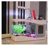 Bể cá mini phong thủy sạc USB 2L (Trắng)