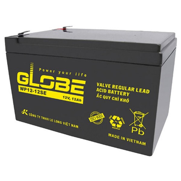 Bình Ắc Quy Khô GLOBE WP12-12SE (12V-12Ah) - Dành cho Bộ lưu điện UPS và Xe Đạp Điện.