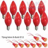 Bộ 10 bóng led trái ớt 0.3W, ánh sáng đỏ + tặng kèm 8 đuôi E12