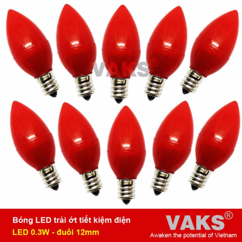 Bộ 10 bóng Led trái ớt E12 tiết kiệm điện (0,3W)