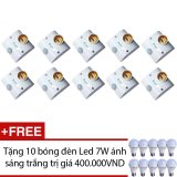 Bộ 10 đuôi đèn cảm biến hồng ngoại Argos TR02 + Tặng 10 bóng đèn Led 7W ánh sáng trắng