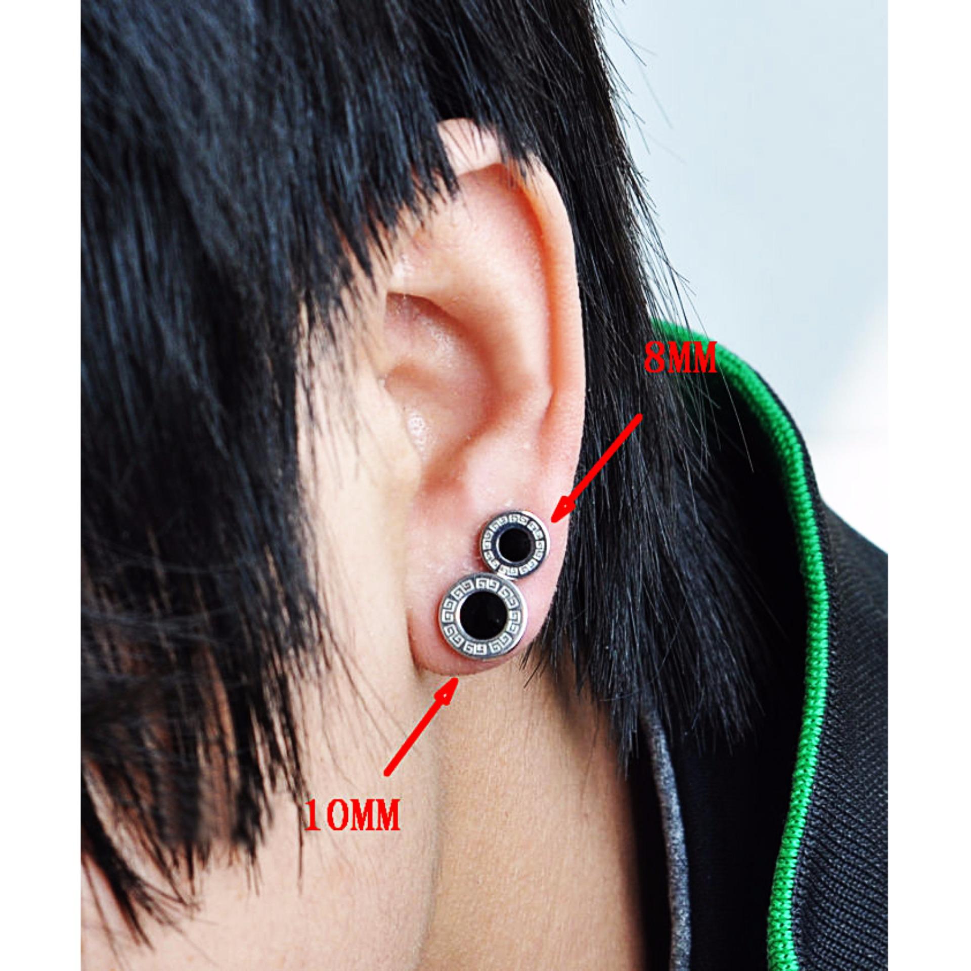 [HCM]Bộ 2 bông tai Hàn Quốc 8mm BT78 (màu bạc)