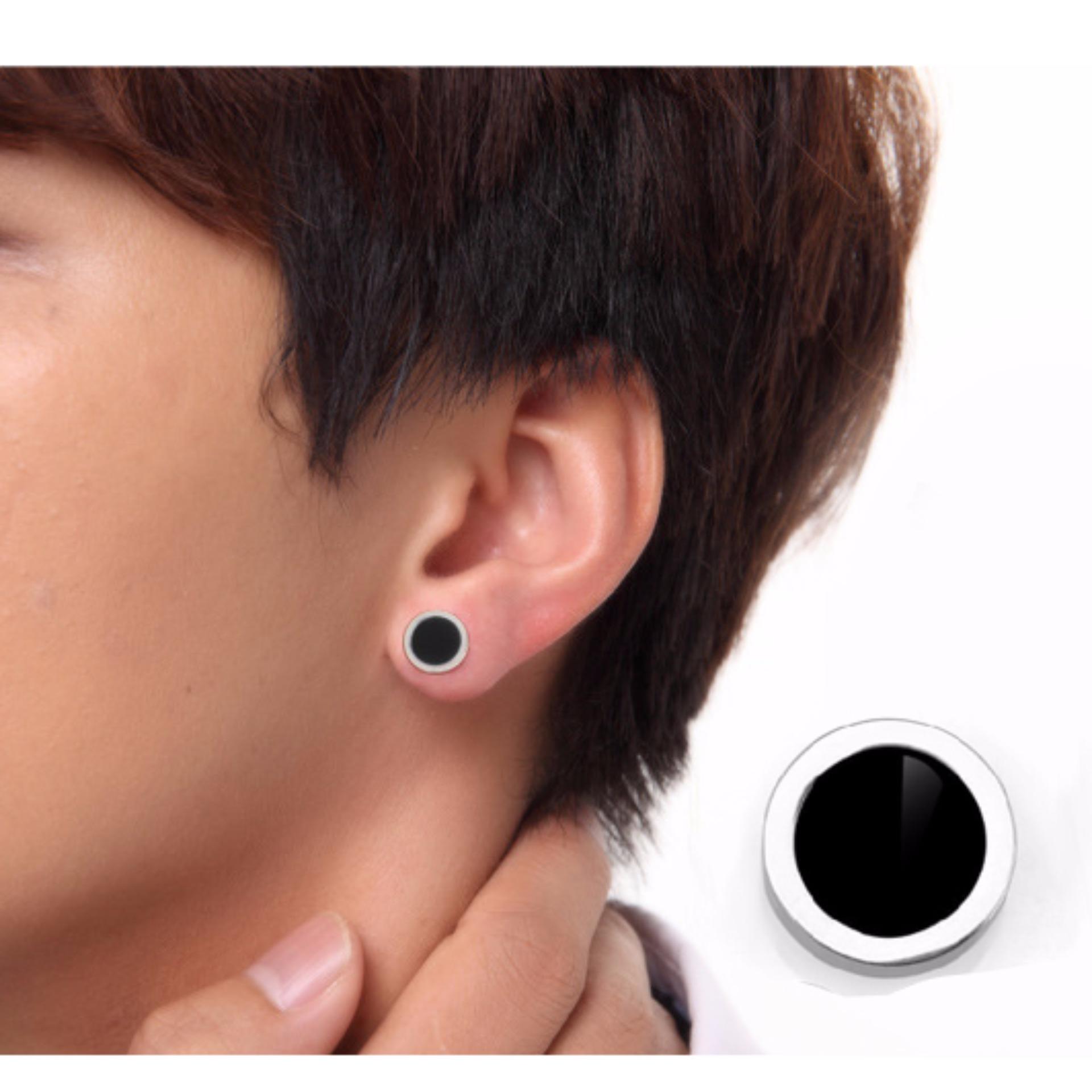 [HCM]Bộ 2 bông tai nam châm inox 8mm BNC01 (Màu Đen)