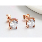 Bộ 2 bông tai Titan đính đá BT243 (Màu đồng, hạt trắng)