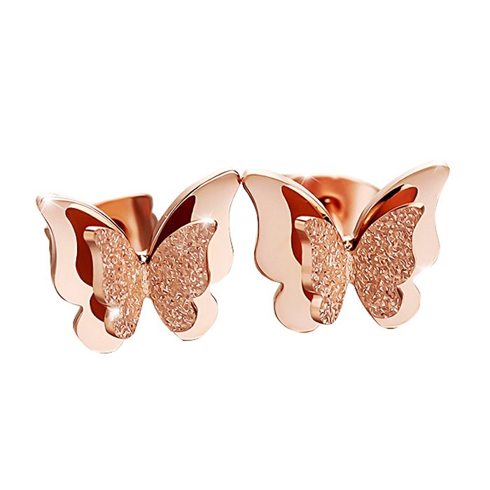 Bộ 2 Bông tai titan hình con bướm BT201 (màu đồng)