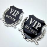 SIÊU HOT - Bộ 2 Logo Vip Motors dán xe oto (Bạc) 206277