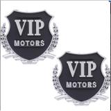 Bộ 2 Logo Vip Motors dán xe oto (Bạc)  