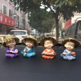 Bộ 4 tượng chú tiểu đội nón rơm ngộ nghĩnh
