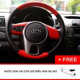 Bộ bọc vô lăng đỏ+ đen 8176 -da pu cao cấp + tặng nước hoa cài cửa gió monolick