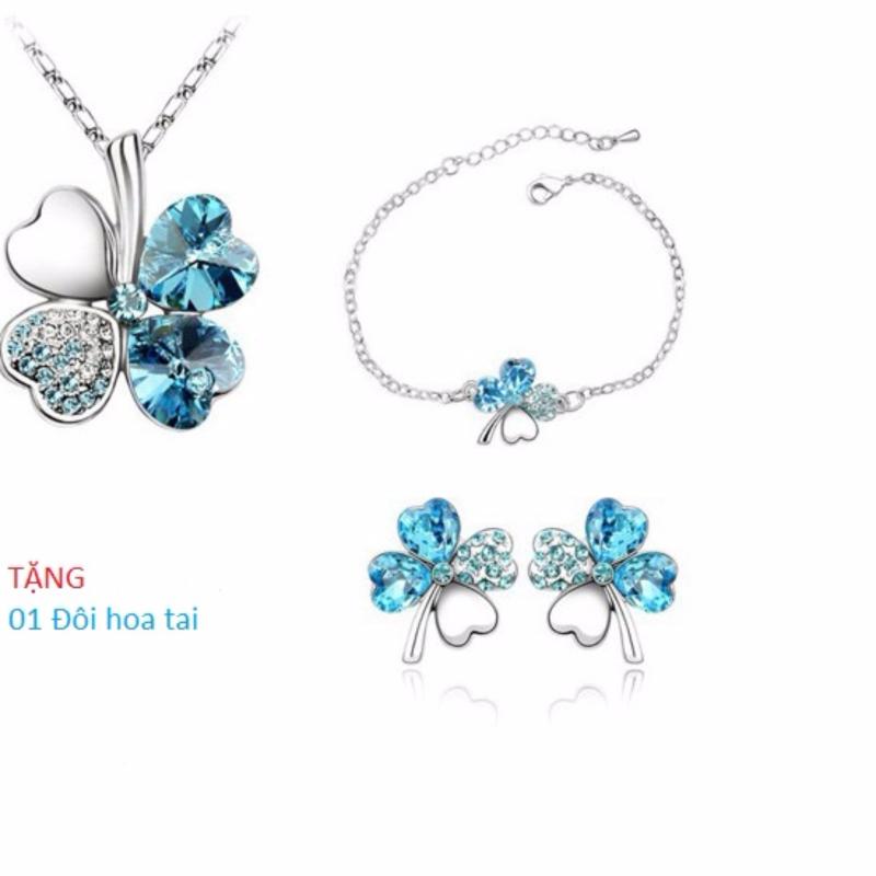 Bộ trang sức cỏ 4 lá may mắn (Xanh neka)