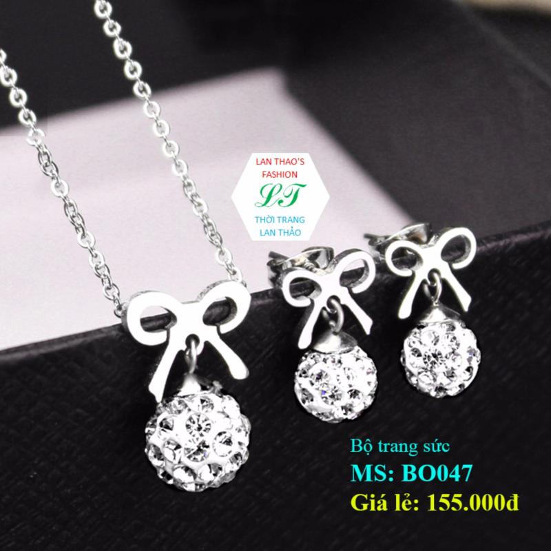 Bộ trang sức Inox Nơ hạt châu siêu xinh BO047 | Bo trang suc nu | Cach mang mua sam Lazada