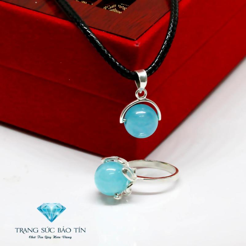 Bộ Trang Sức Phong Thủy Đá Aquamarine Mệnh Thủy - Mộc BẢO TÍN (Xanh Nước)