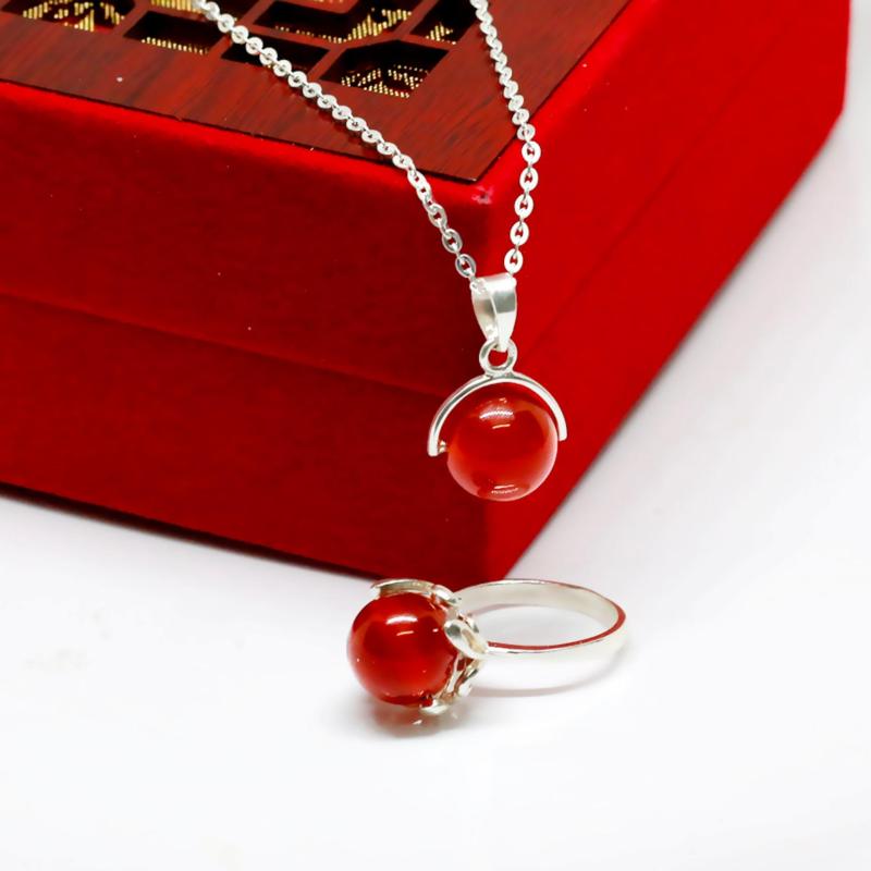 Bộ Trang Sức Phong Thủy Đá Mã Não Đỏ Mệnh Hỏa - Thổ Bảo Tín (Đỏ)