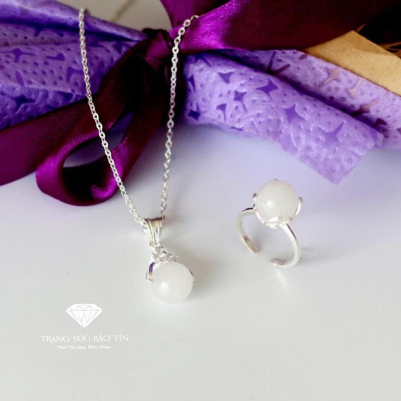 Bộ Trang Sức Phong Thủy Đá Thạch ANh Trắng Mệnh Kim - Thủy BẢO TÍN (Trắng)
