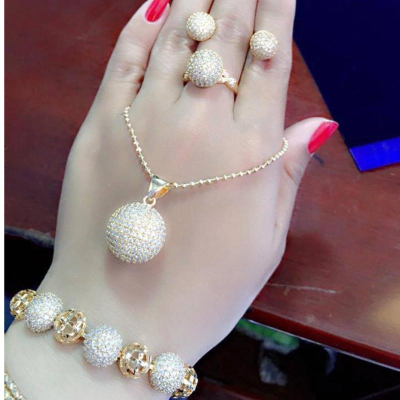 Bộ Trang Sức Xi Vàng 18K Bi Đá Pha Lê Gadoshop_VB4200601