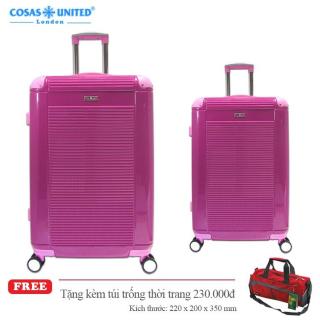 Bộ vali du lịch nhựa siêu nhẹ cần kéo Inox Cosas United TSA đựng 7Kg và thumbnail