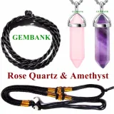 Bộ vòng cổ đá amethyst - rose quartz tự nhiên gemstone bank